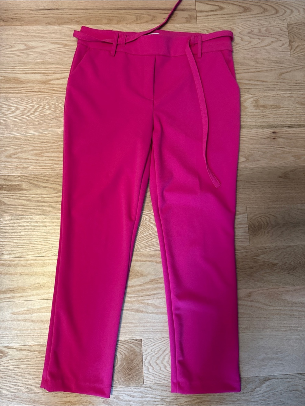 Jules & Leopold Bright Fuchsia Straight-Leg Pants with Belt